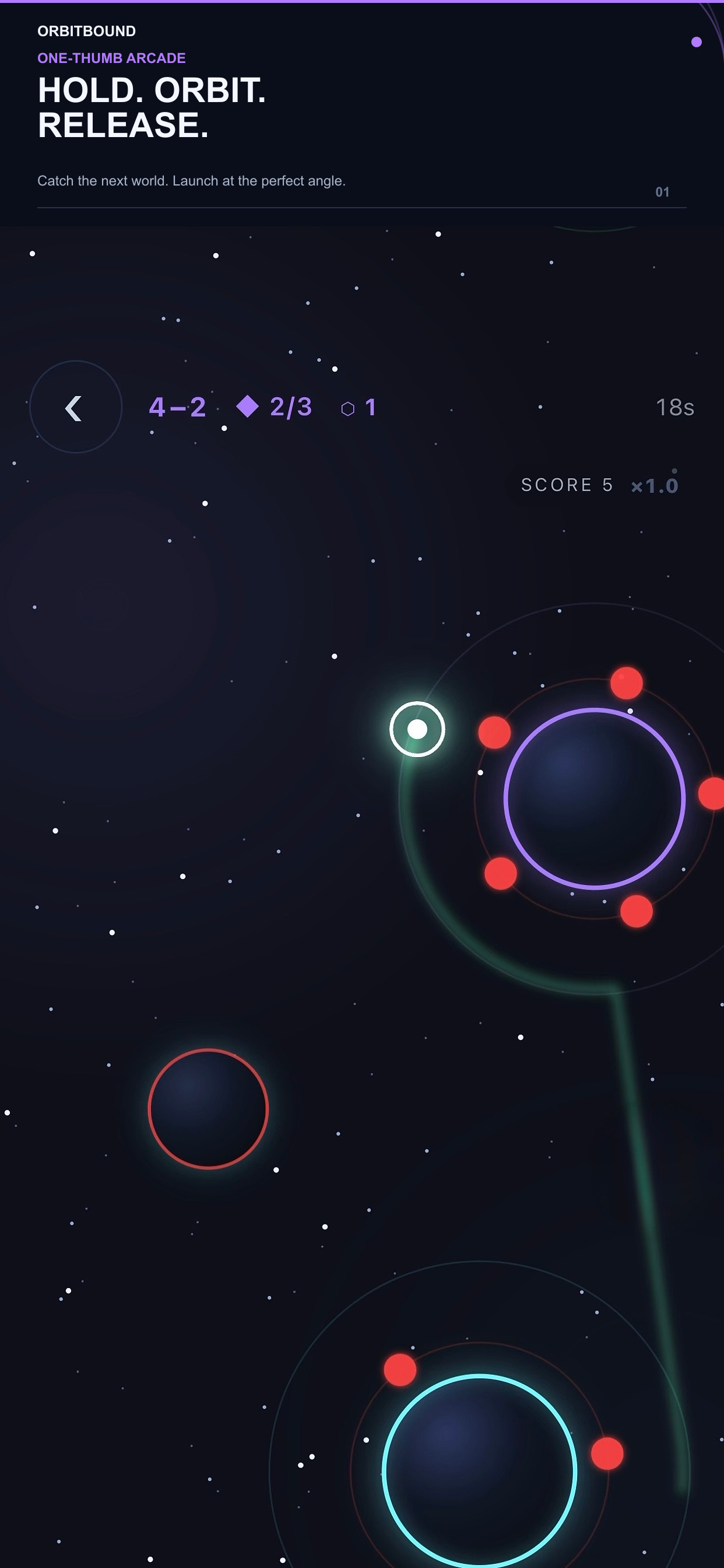 Orbitbound hold and release gameplay